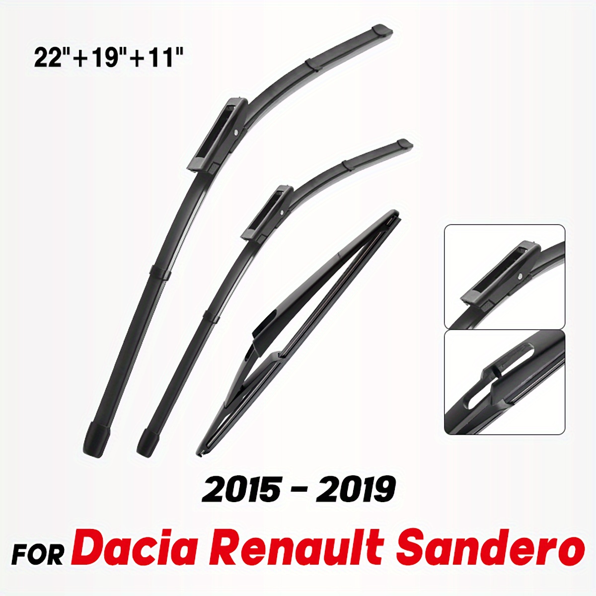 TEMU For Wiper Lhd Front & Rear Wiper Blades Set For For Renault 2015 - 2019 Windshield Windscreen Window Brush 22