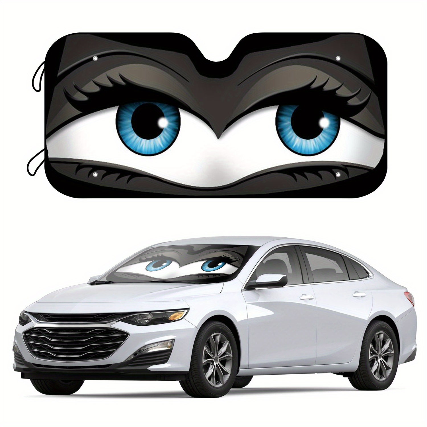 

Cartoon Eyes Front Windshield Sun Shade Visor For Cars - Uv Protection, Heat Reduction, Universal Fit With 4 Suction Cups