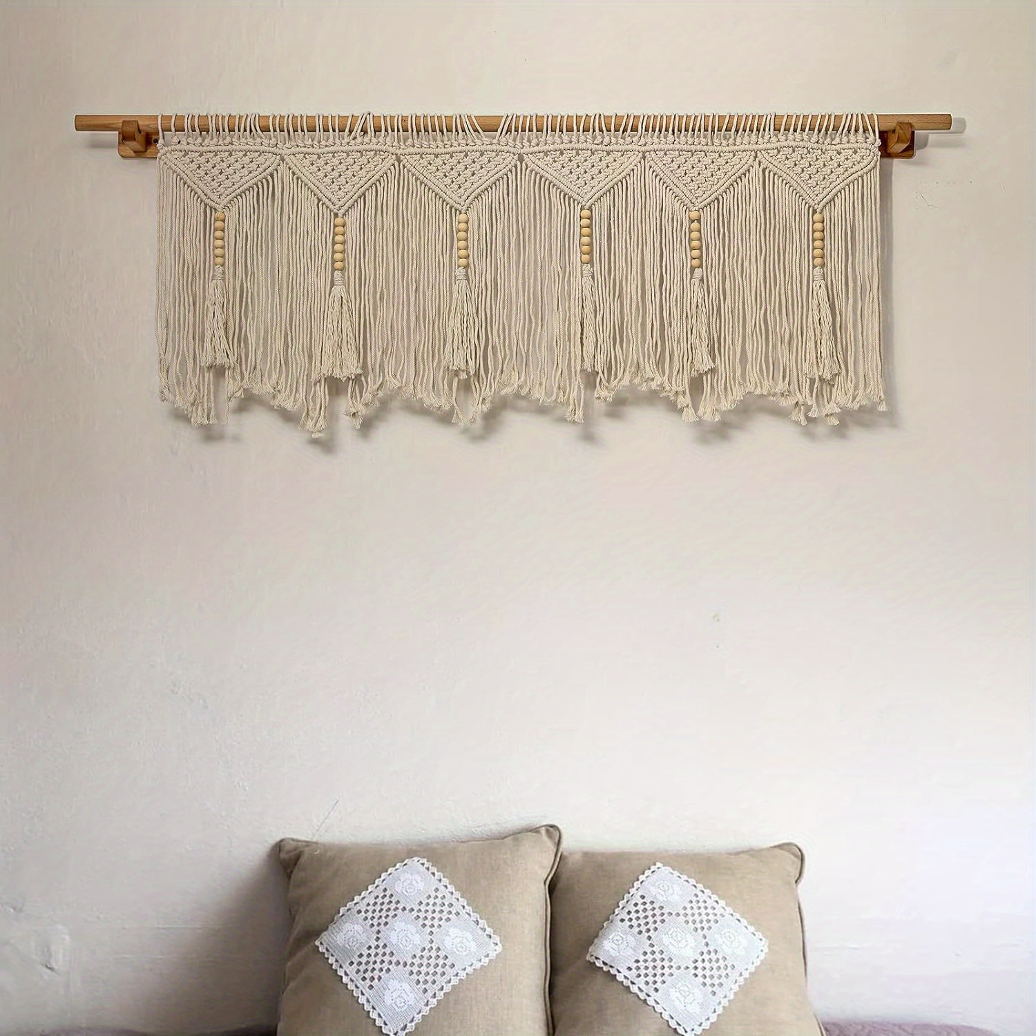 

Macrame Valance Hanging Valance Treatments Valance For Livingroom Bathroom Decor, 52" W X 22" H, 1