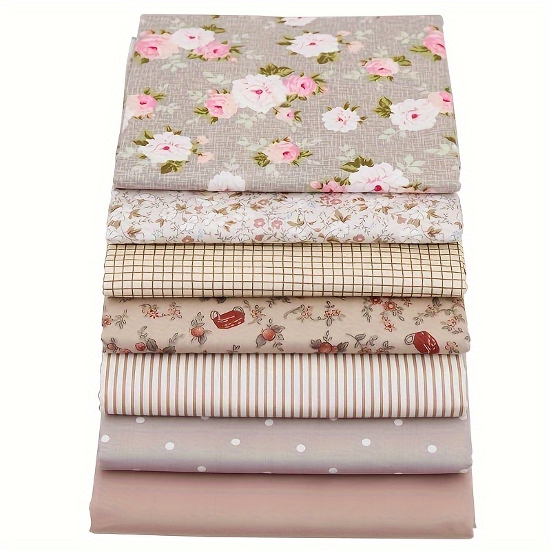 

7pcs/ Set Vintage Floral Cotton Fabric Bundle, Pre-cut Assorted Fabric Set For Diy Handmade Crafts, Sewing, And Patchwork, Handmade Accessory