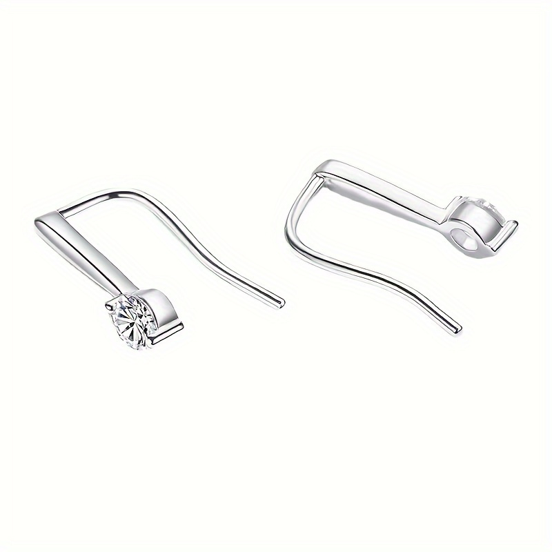 1pair 925 Sterling Silvery Round Moissanite Earrings, Banquet Party Ear Jewelry, Birthday Anniversary Gift