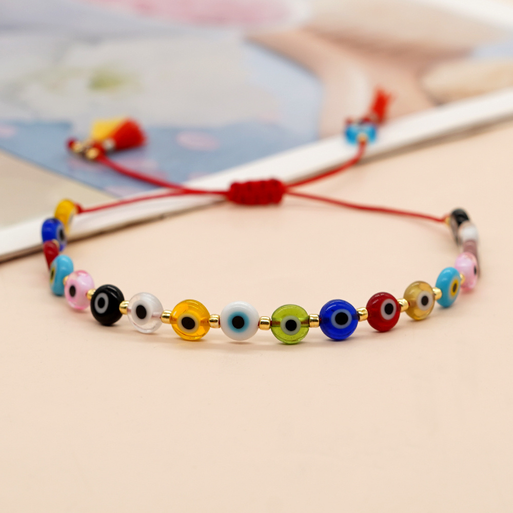 Boho-Chic Evil Eye Glass Bead Bracelet, Colorful Friendship Jewelry