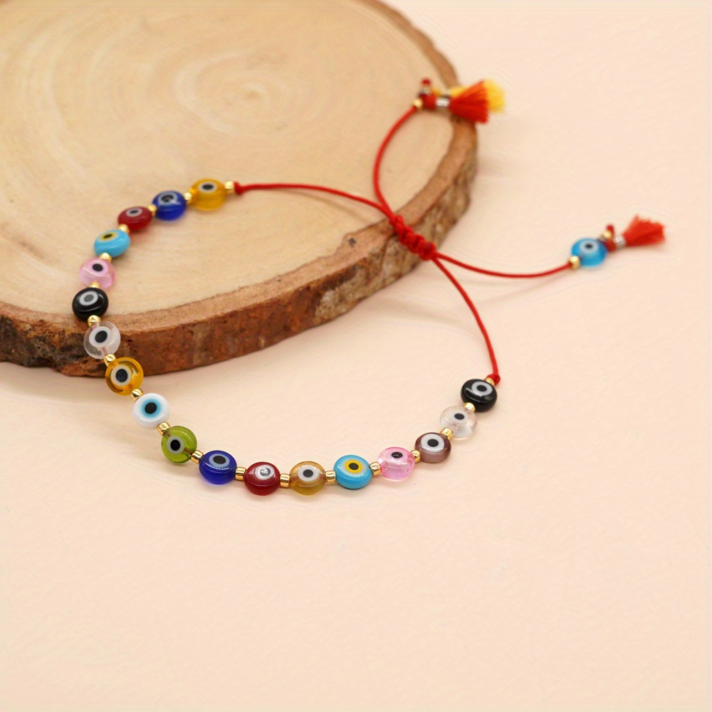 Boho-Chic Evil Eye Glass Bead Bracelet, Colorful Friendship Jewelry