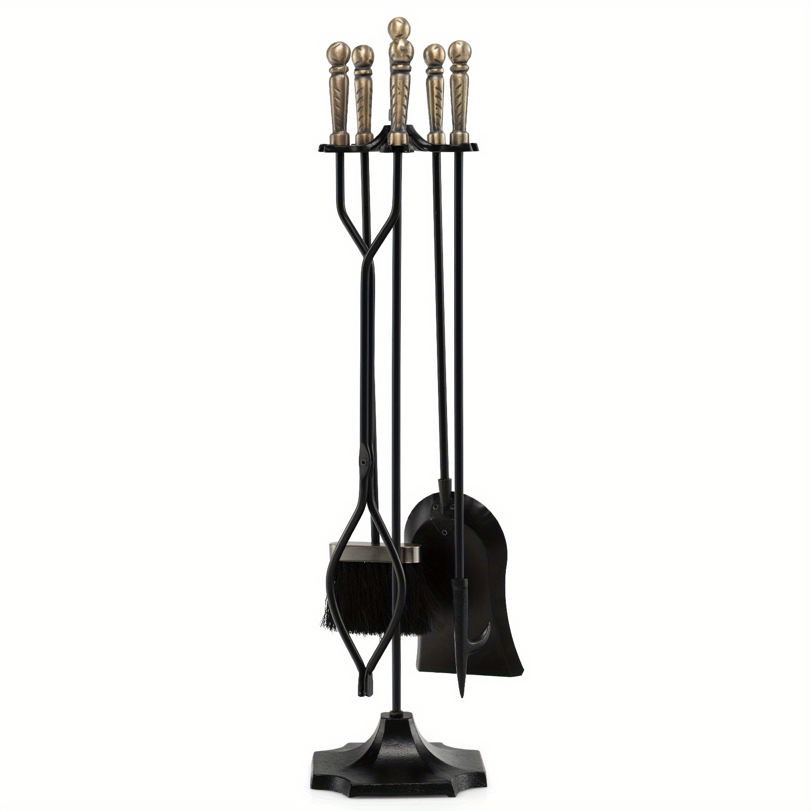 

Lifezeal 5-piece Fireplace Tool Set Heavy Duty Fire Tool Set And Holder Fire Pit Stand