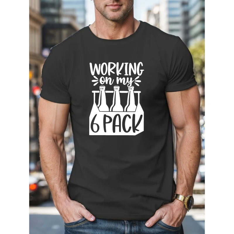 

My 6pcs" Men's Graphic Tee - Casual Short Sleeve T-shirt With , Breathable Polyester, Machine Washable