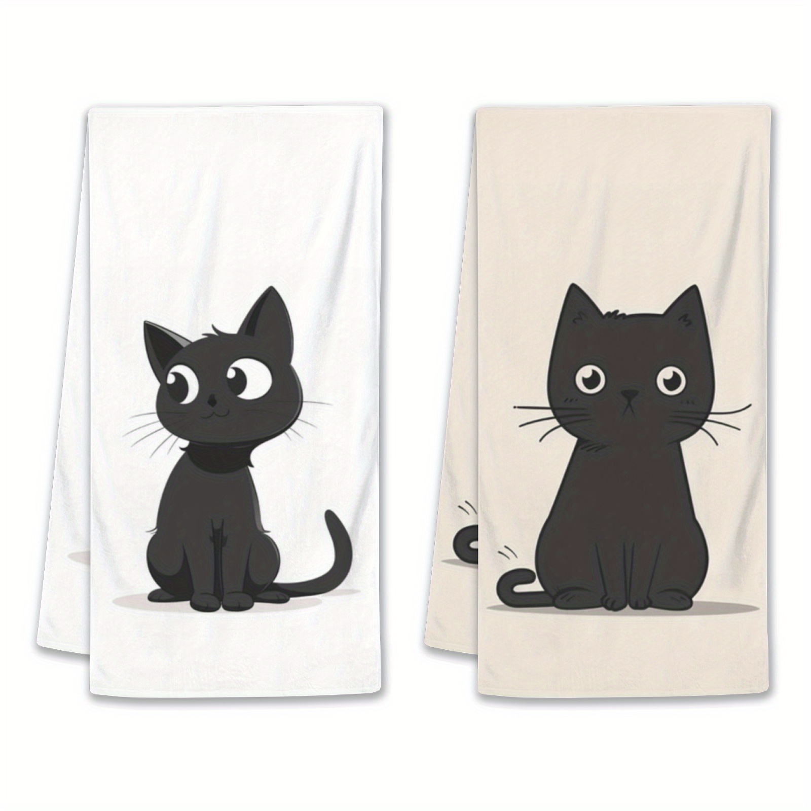 

2pcs, Black Cat Kitchen Towels, Super Soft Terry Cloth, Hand Towels, Non-fading Farmhouse Style, Decorative Indoor & Outdoor Use Towels For Home And Party Decor