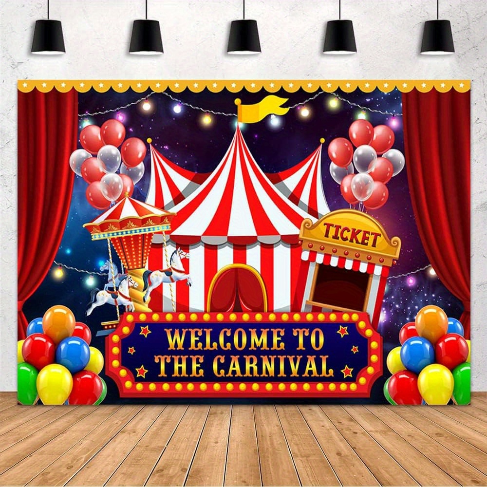 

Extra-large 'welcome To The Carnival' Banner - 72x44 Inch, Polyester, Perfect For Birthday Parties & Themed Events Carnival Theme Party Decorations