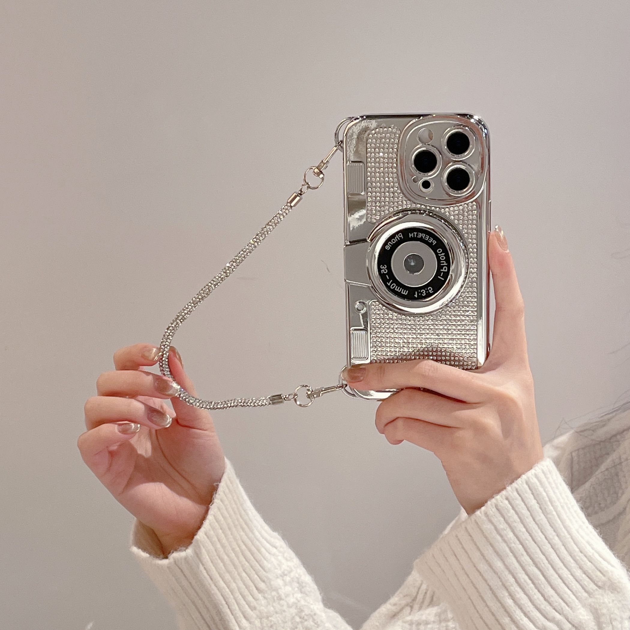 

Silvery Camera Phone Case For Phone 15 14 13 12 11pro Promax