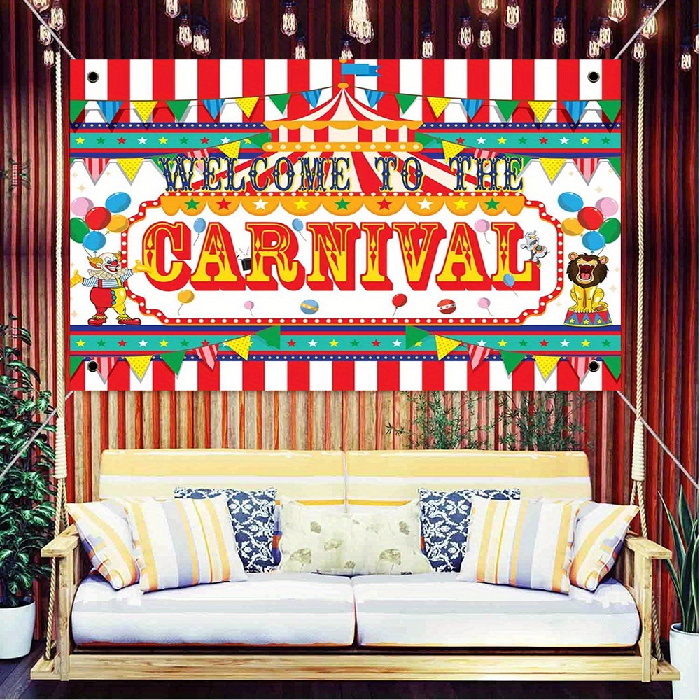 

Extra-large Carnival Welcome Banner 72x44 Inch - Polyester Hanging Decoration For Carnival Theme Party, Birthday Events, Outdoor Festive Décor, No Feathers, No Electricity Needed - Jitkatchon (1pc)