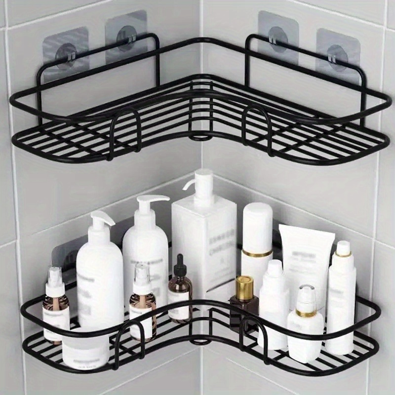 TEMU Space-saving Corner Shower Caddy - No-drill Triangle Bathroom Organizer, Ideal For Shampoo & Soap Storage