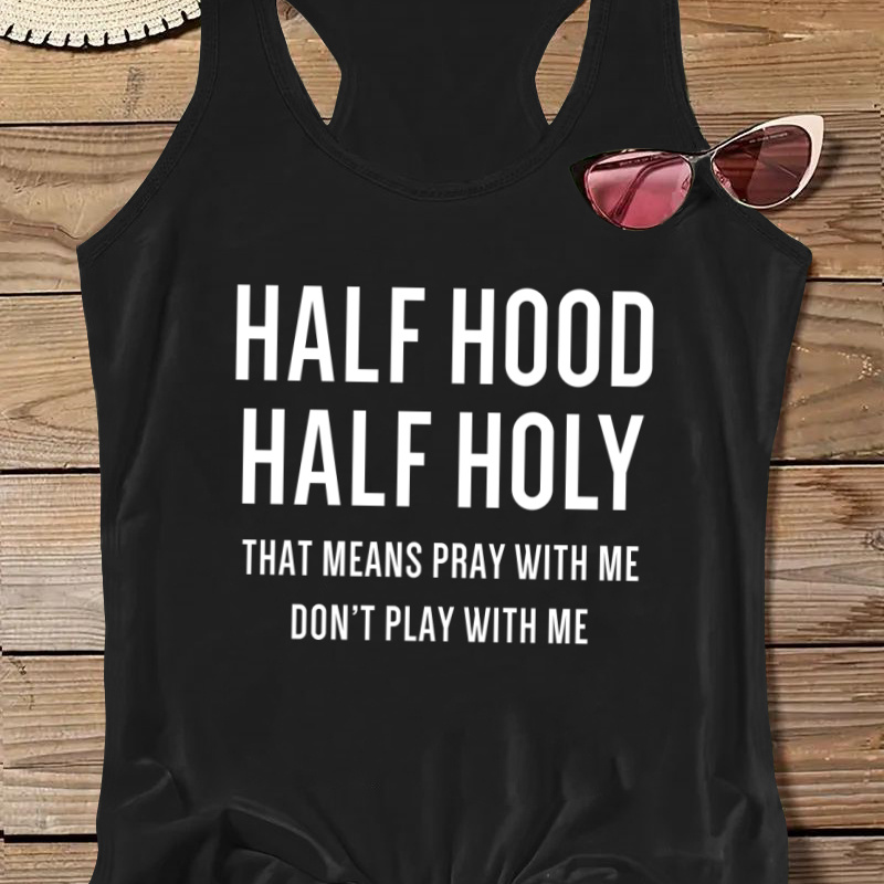 

Graphic Print Trendy Women's Popular Round Neck Comfy Elastic Breathable Tank Top
