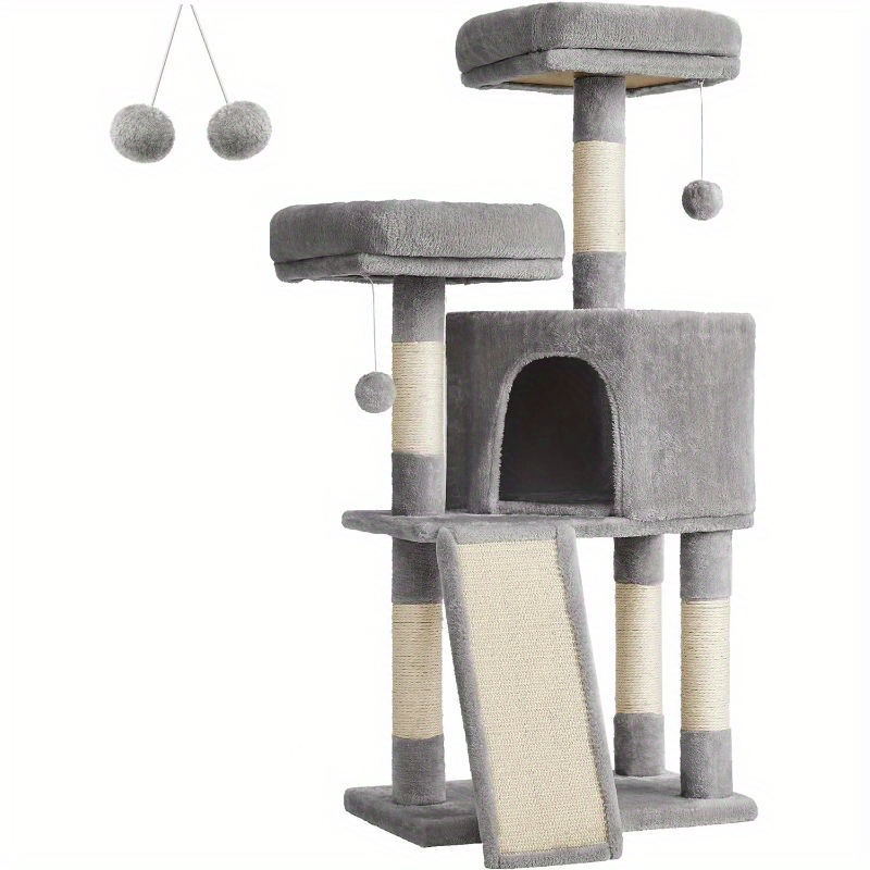 

Feandrea Cat Tower, Cat Tree For Indoor Cats, 45.3-inch Cat Condo With Scratching Post, Ramp, Perch, Spacious Cat Cave, For Kittens, Elderly Cats, Adult Cats, Small Space