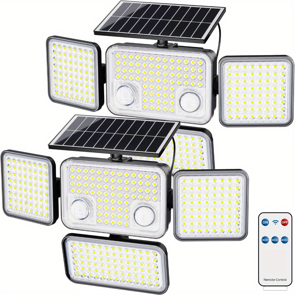 

Jackyled Solar Lights Outdoor, 2500lm 278 Led Motion Sensor Outdoor Lights With Remote, 4 Heads Solar Flood Lights For Outside, Security Lights For Yard Patio