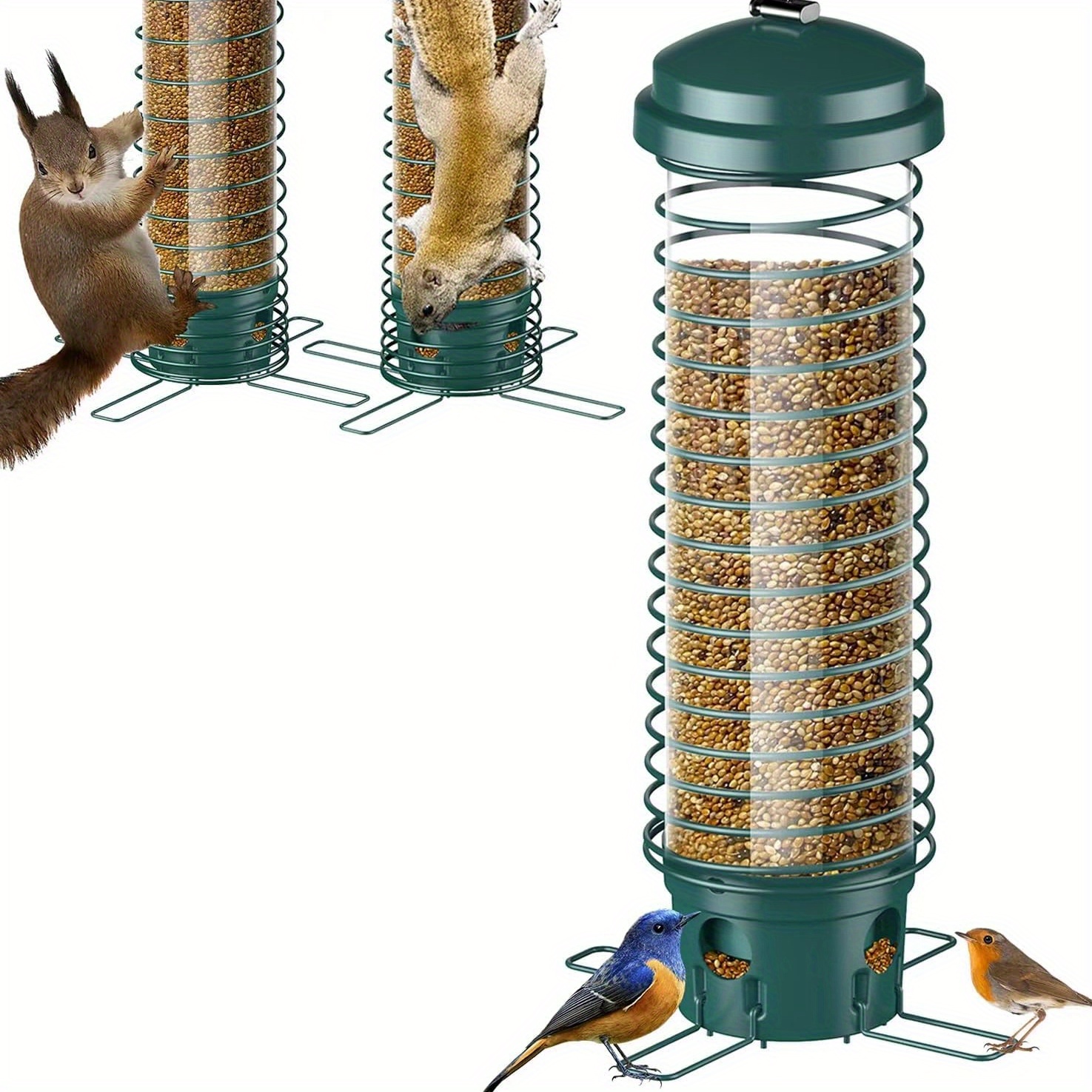 

Bird Feeder For Outside, Squirrel Proof Bird Feeders For Outdoors Hanging, Metal Wild Bird Seed Feeders For Bluebird, , Finch, Sparrow, , 4 Ports, Chew-proof, Weather-resistant