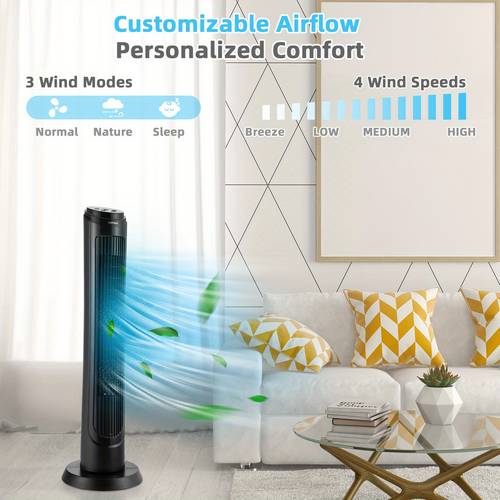 40 tower fan with remote oscillating fan w 4 wind