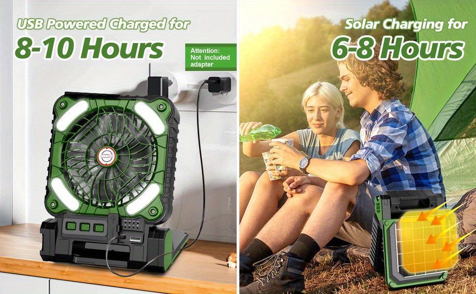 solar powered fan for camping 10000mah rechargeable battery operated portable fan with led lantern 4 speeds powerful wind and 4 timer table fan for picnic hurricane fishing travel details 1