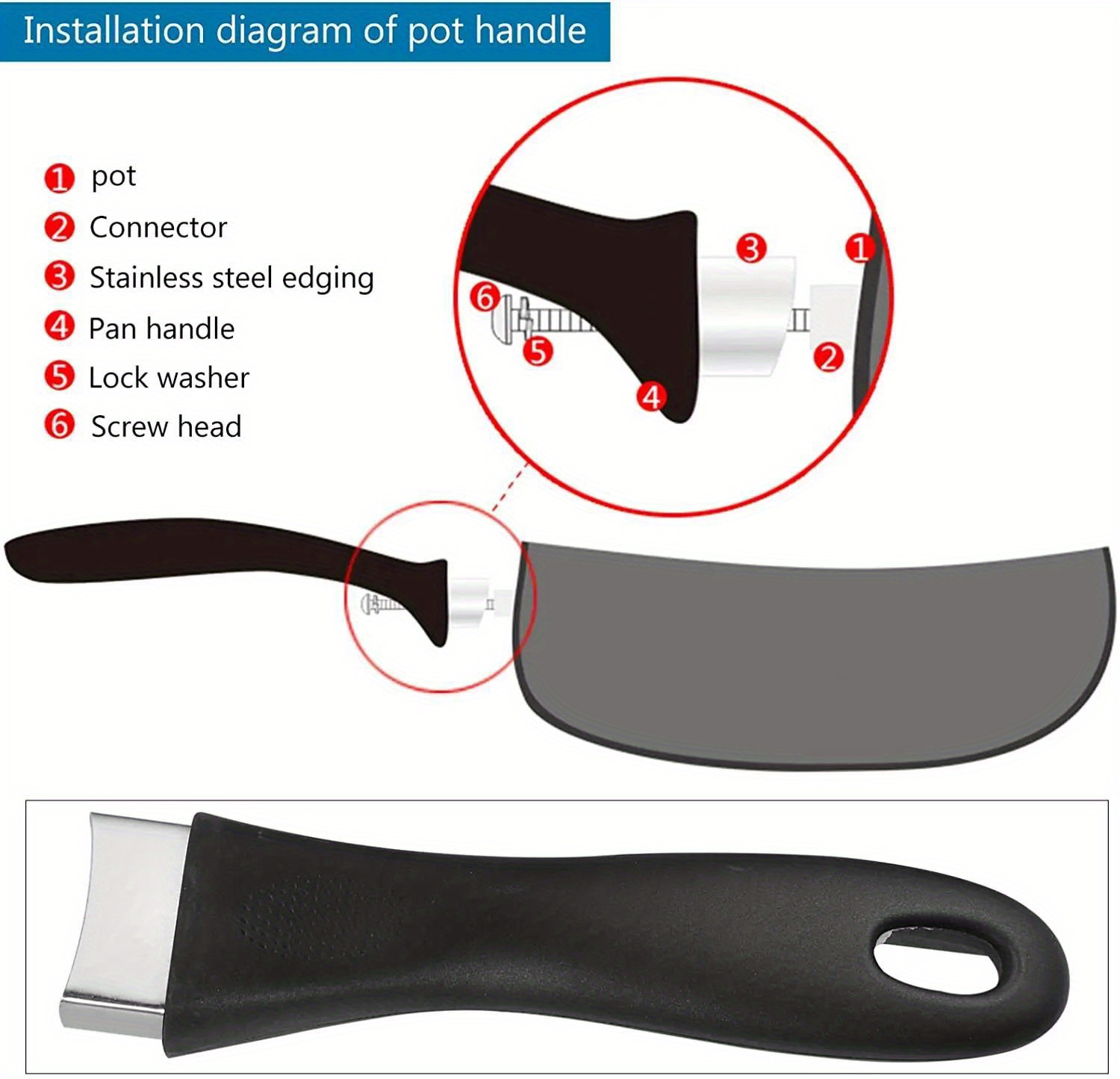 ergonomic non slip   handle   bakelite grip   on replacement for saucepan frying pan kitchen cookware accessory details 2