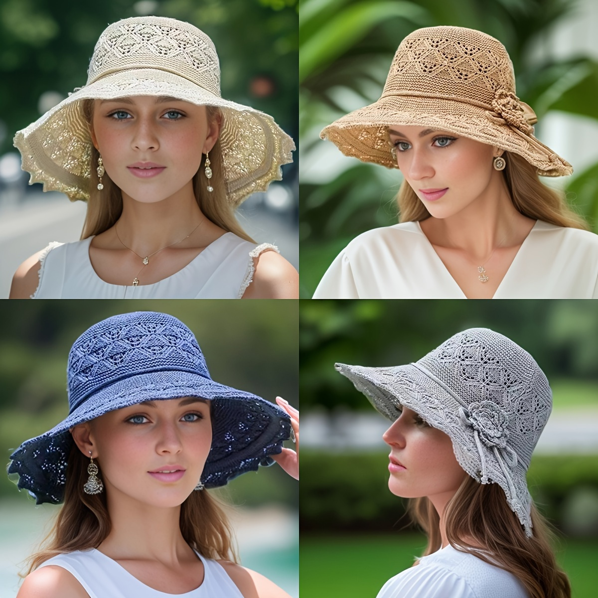 

Stylish Foldable Womens Sun Hat - Easy-care & Breathable - Large Brimmed, Ventilated & Chic - Perfect For Beach, Travel & Outdoor Fashion