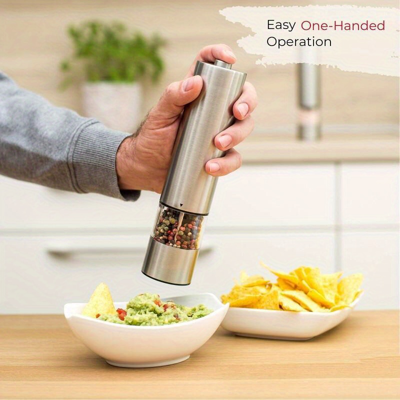 

1/2pcs Electric Salt And Pepper Grinder Set - Battery Operated Stainless Steel Mill With Light - Automatic One-handed - Electronic Adjustable Shakers - Ceramic Grinders