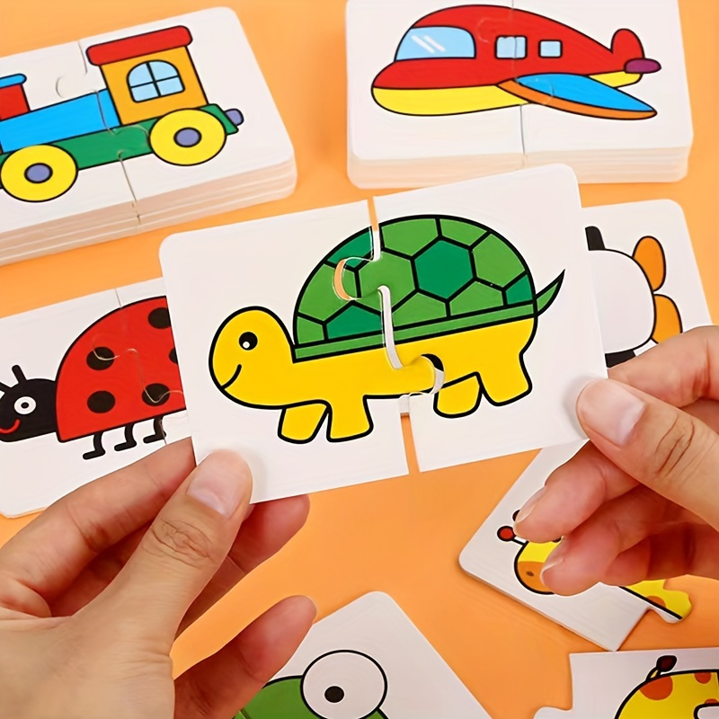 

32 Fun Animal Matching & Language Recognition Cards - Montessori Inspired Learning, Dual-sided Puzzle Toys For Ages 3-6, Perfect Weekend Gift