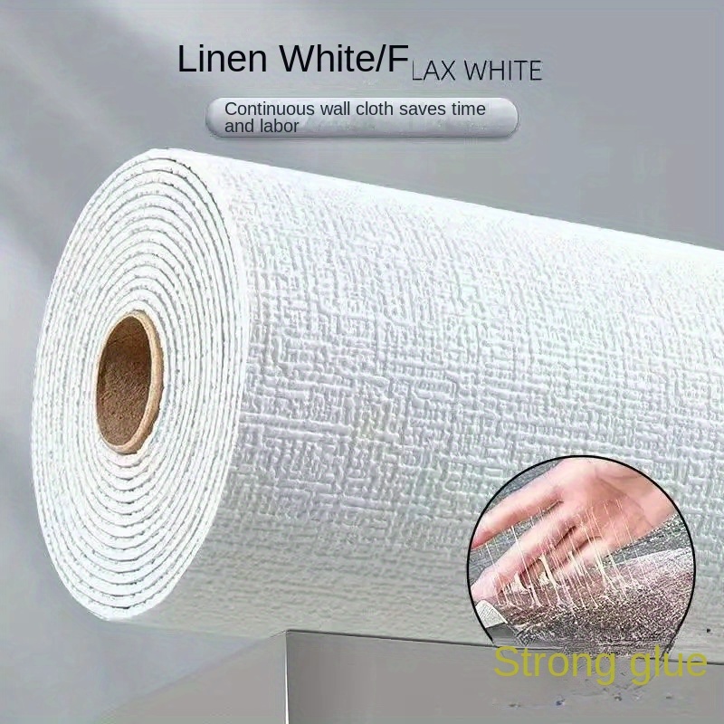 TEMU Self-adhesive Linen Wallpaper 5m Roll - Straight Match 3d Textured Washable Wall Covering, Easy Install Thick Waterproof Moisture-proof Decor For Bedroom, Rental Renovation