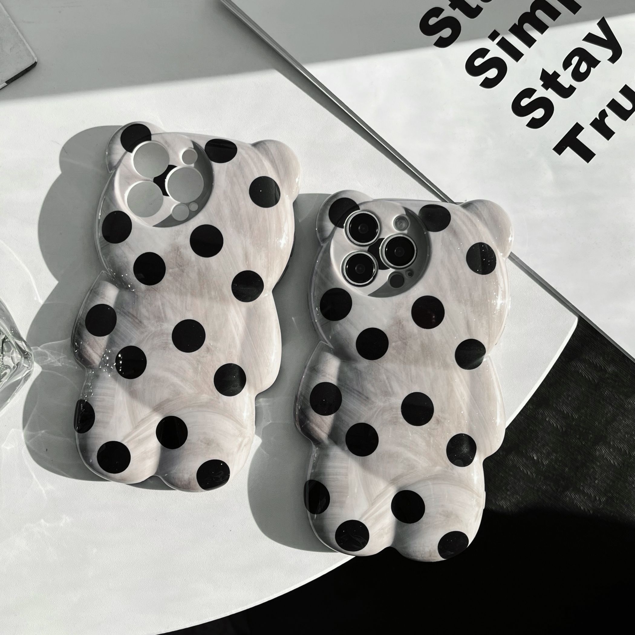 

Polka Dot Bear-shaped Tpu Phone Case Compatible With Iphone 11, 12, 13, 14, 15, Pro And Pro Max Models - Shockproof Protective Cover