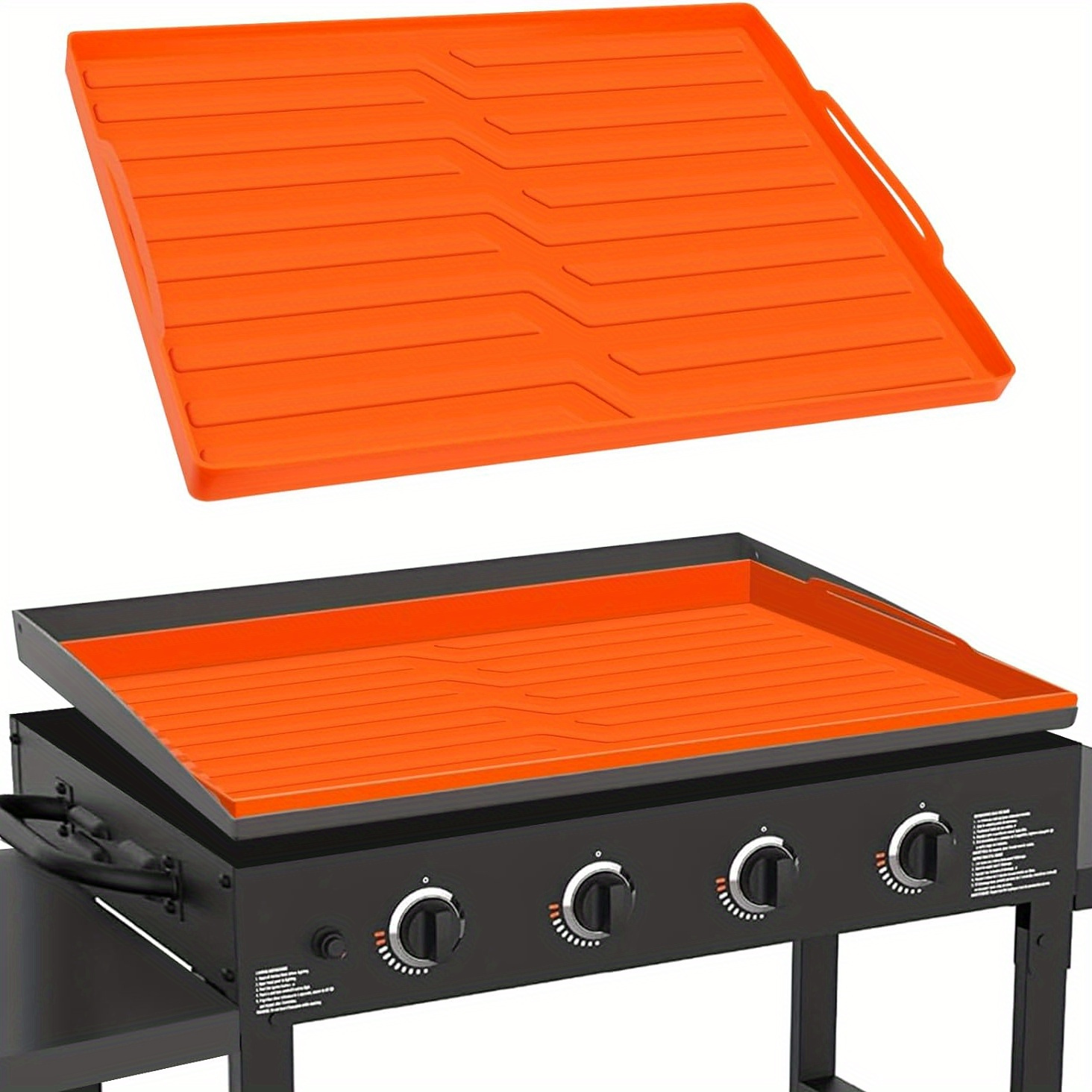 

Silicone Griddle Cover Mat For 36 Inch Blackstone, Heavy Duty Food Grade, Waterproof Windproof Outdoor Orange Grill Accessories Kit With 2 Handles (protect Griddle From Dirt Rust)