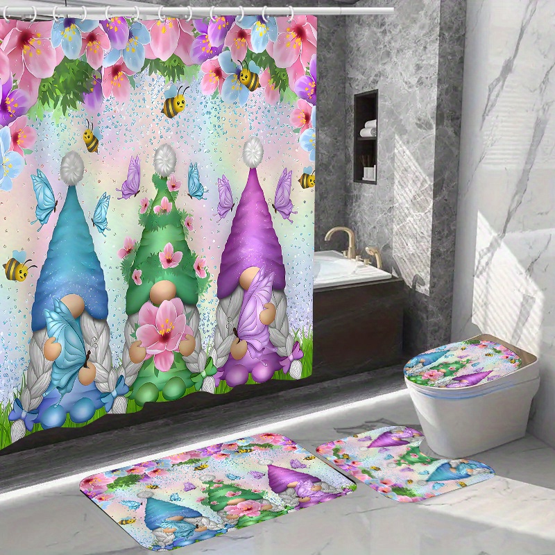 

Water-resistant Woven Polyester Shower Curtain Set With Non-slip Rugs, Toilet Seat Cover, And 12 Hooks - Fashion Themed Dry Clean Only Bathroom Accessories