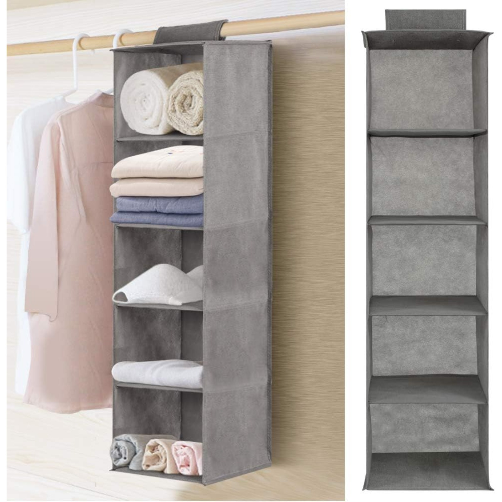 TEMU 5/4/3 Shelves Hanging Wardrobe Storage Organiser Hanging Shelves Cupboard Wardrobe Closet Storage Drawer Shelves Bedroom Storage Solutions For