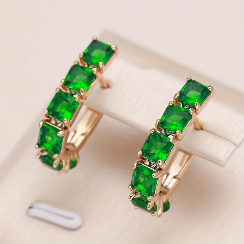 

Luxurious Emerald Zirconia Drop Earrings For Women - Golden Accent, Weddings &