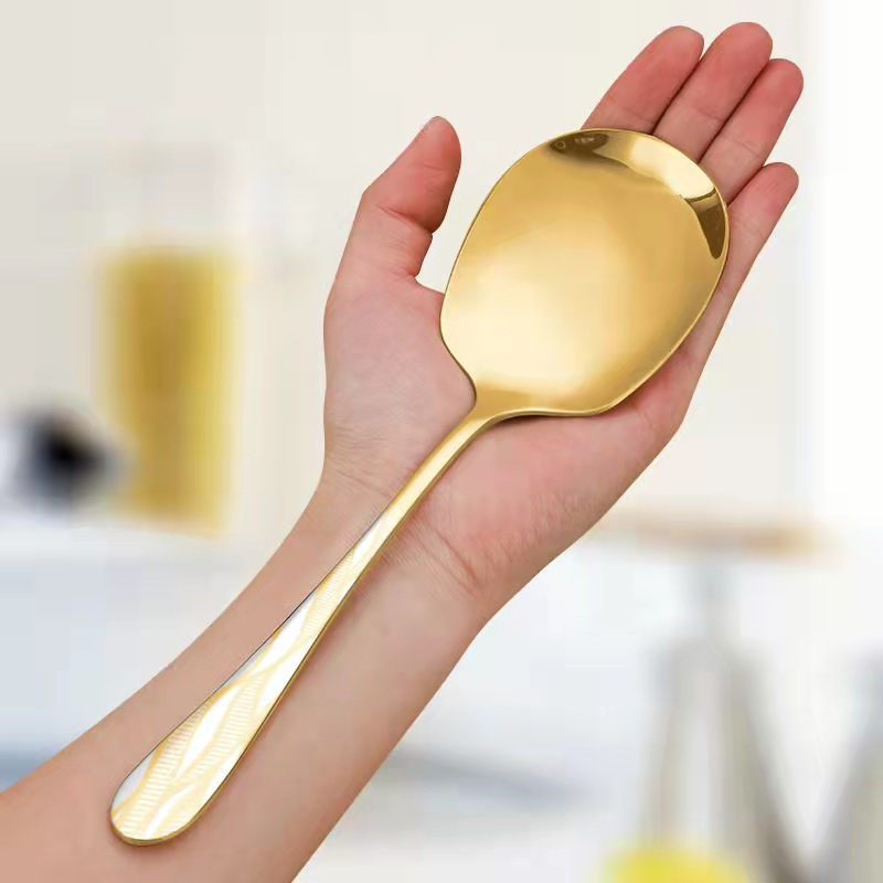 

Stainless Steel Serving Spoon, Large, Thickened, Food-safe, For Hotel, Restaurant, Cafeteria, Uncharged, Public Use Spoon