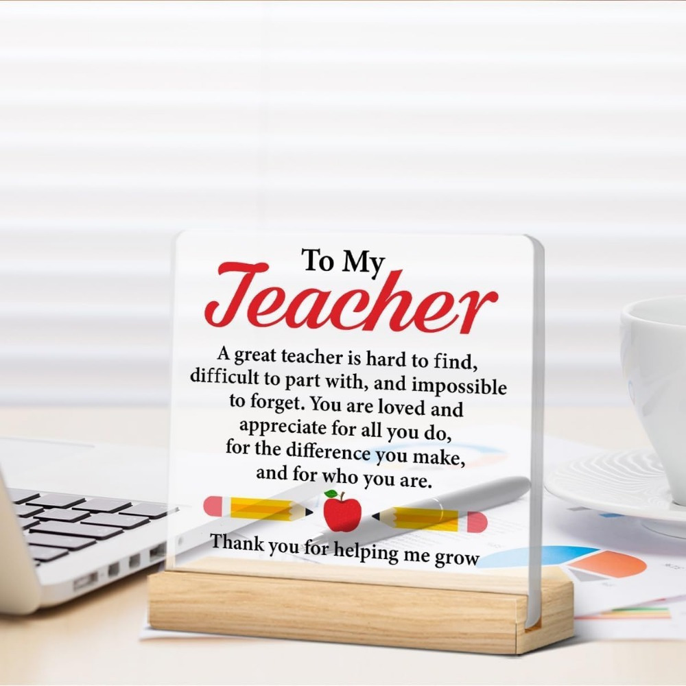 TEMU [2d Flat] A Precious Gift Of Appreciation For Teachers - A Clear Acrylic Desk Sign, Birthdays, Christmas, And Retirement - A Thoughtful Keepsake