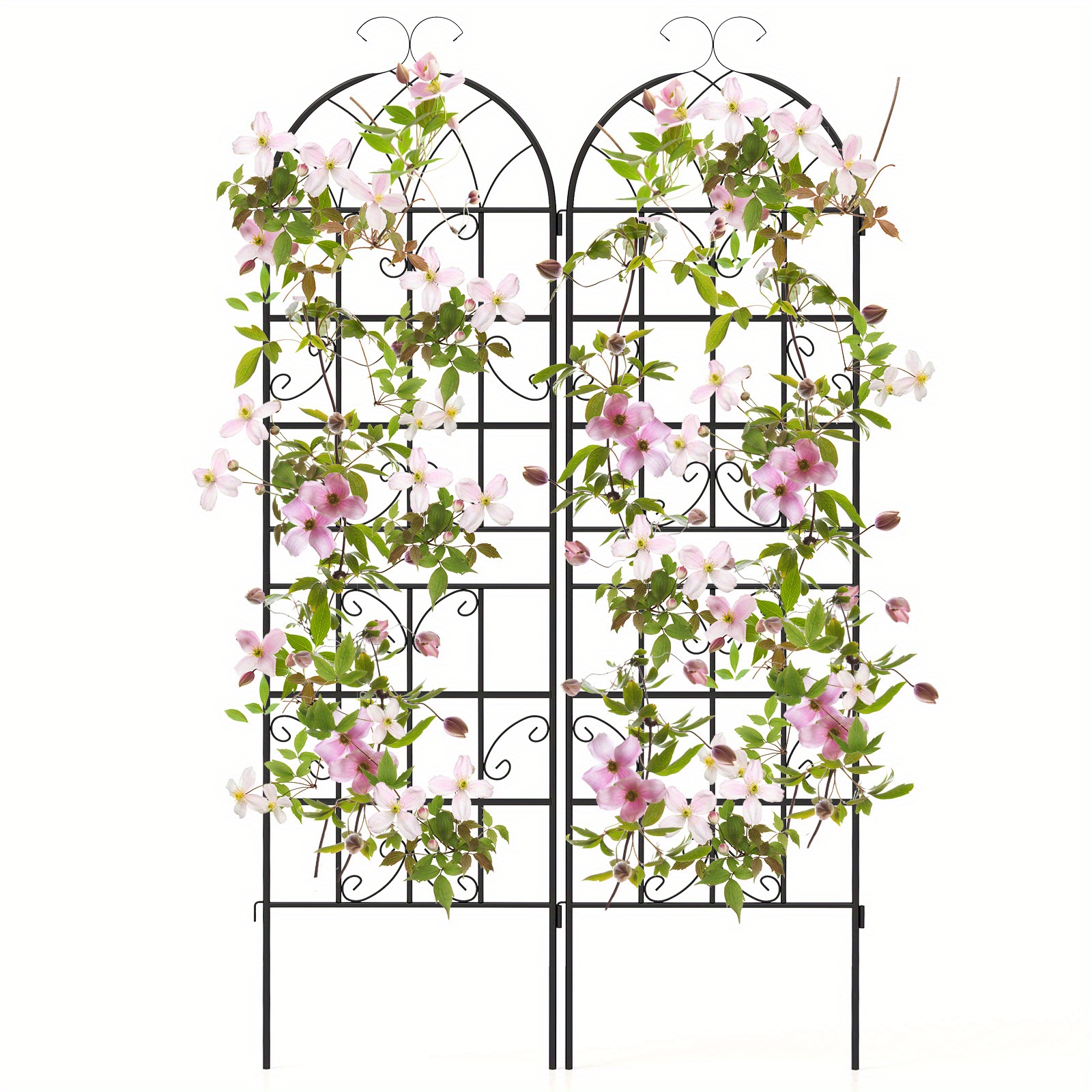 

Safstar 71" Tall Metal Garden Trellis For Climbing Plants 2 Pack Fence Panels Retro