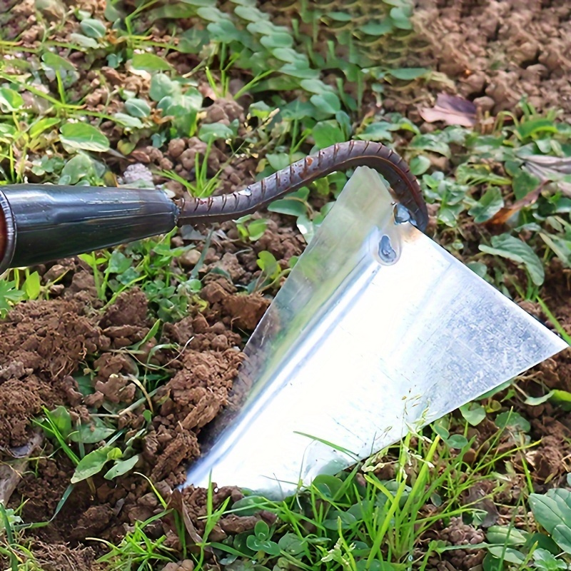 

- Metal Hoe - 11.42" Weeding & Removal Tool For Efficient , V- For Trenching And Planting, For Gardening