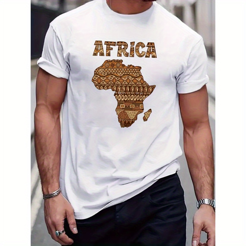 

Men's Map Graphic Print T-shirt For Summer, Stylish Casual Short Sleeve Tees For Males, Outdoor Sports Clothing