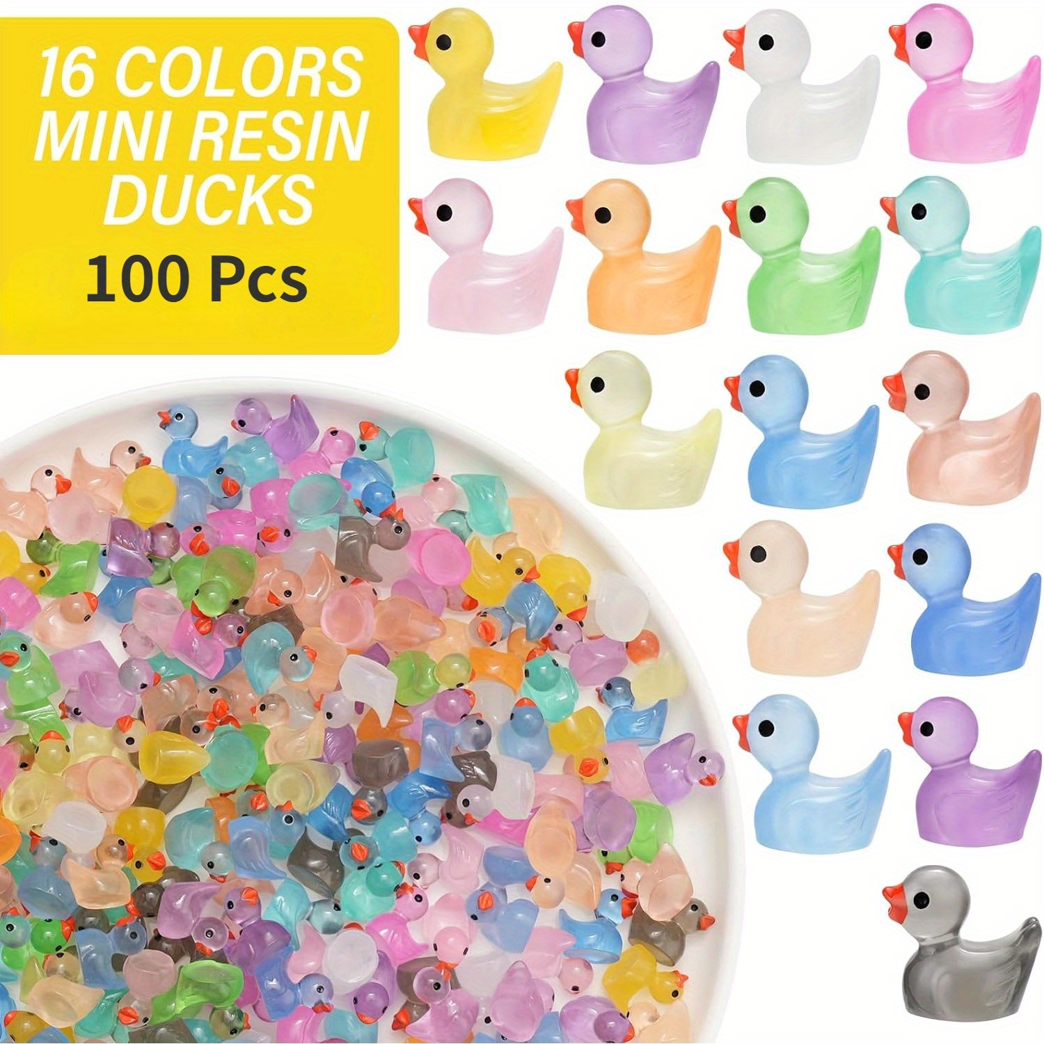 Glow in dark Mini Resin Duck Set Tiny Luminous Rubber Ducks - Temu