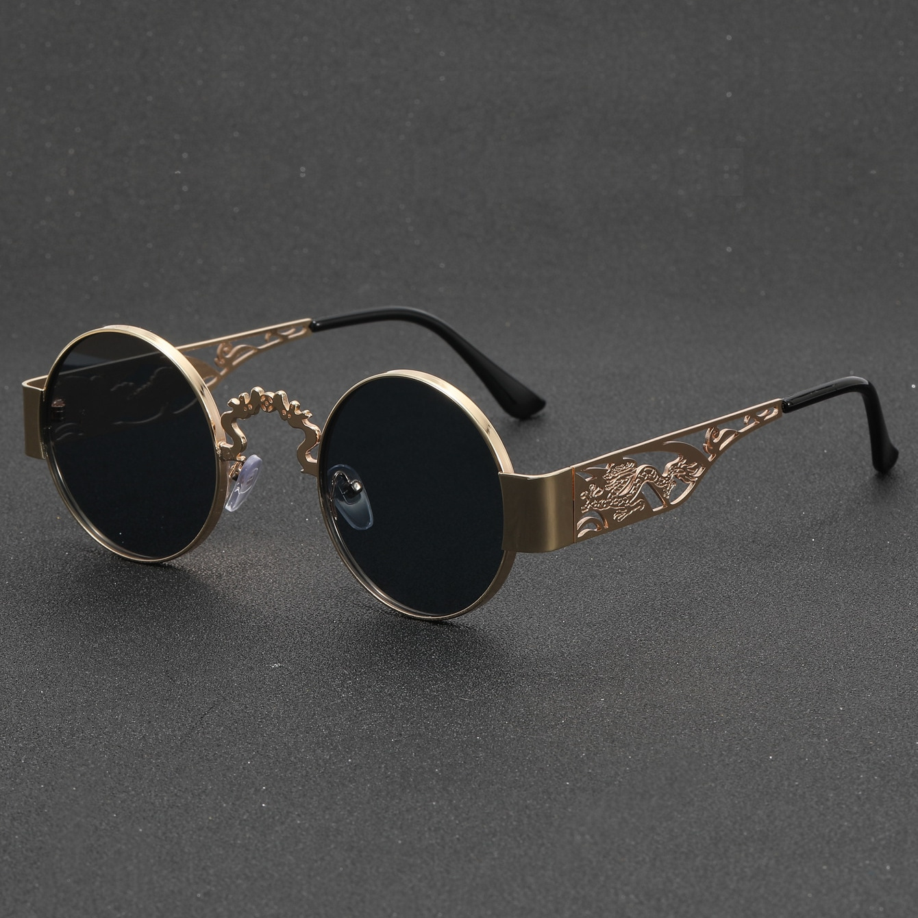 

Vintage Copper Alloy Round Frame Fashion Glasses - Perfect For Casual Wear And Outdoor Activities