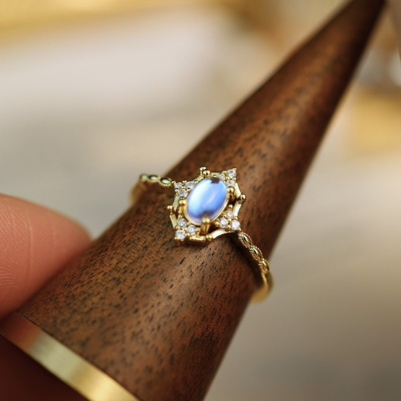 Image of Golden Vintage Ring Ring Statement Ring Ring Engasynthetic Gemstoneent And Wedding Rings Fashion Jewelry