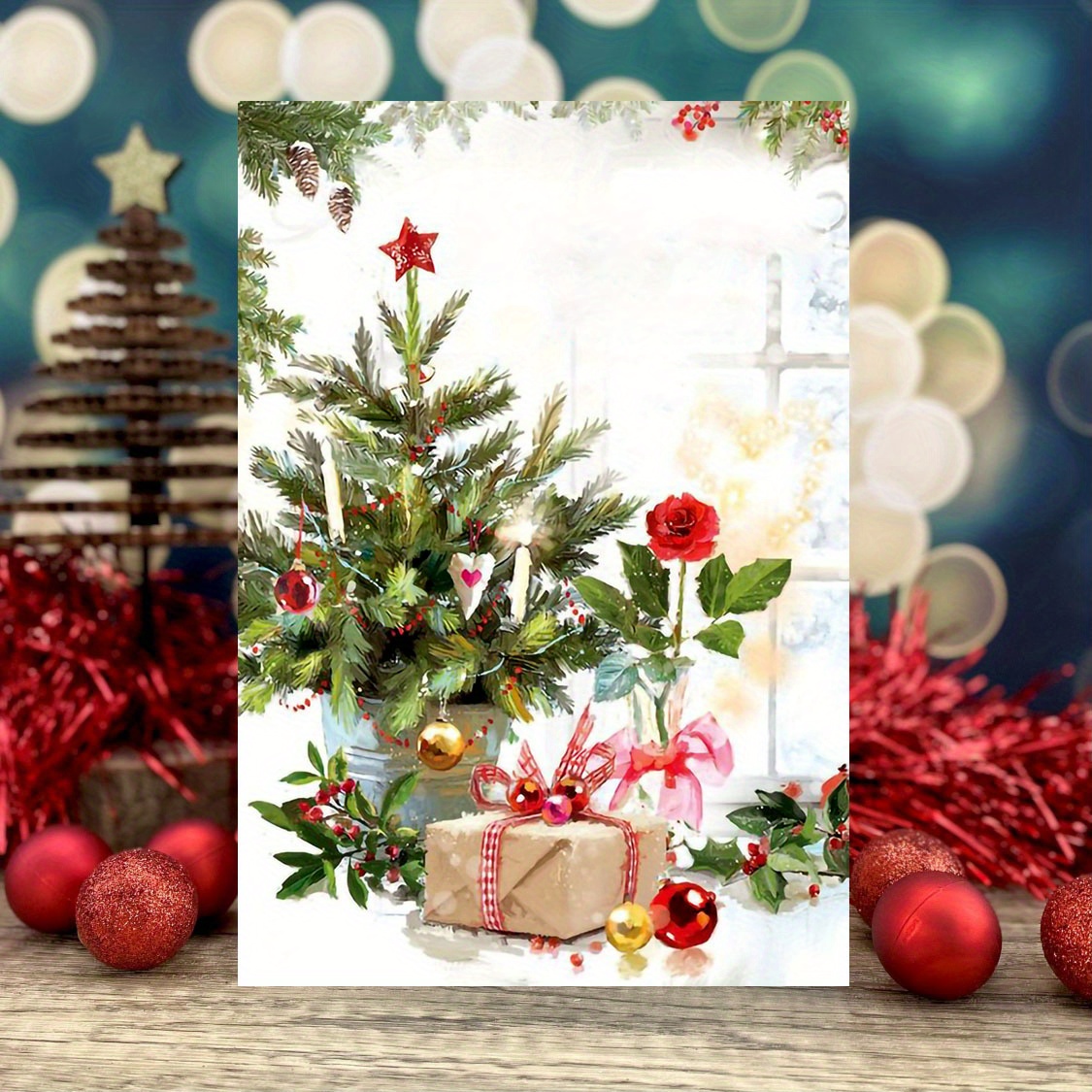 

Premium Quality Thick Paper Christmas Greeting Cards With Vintage Kraft Envelopes, Large Size, Unique Designer Holiday Wishes For Anyone