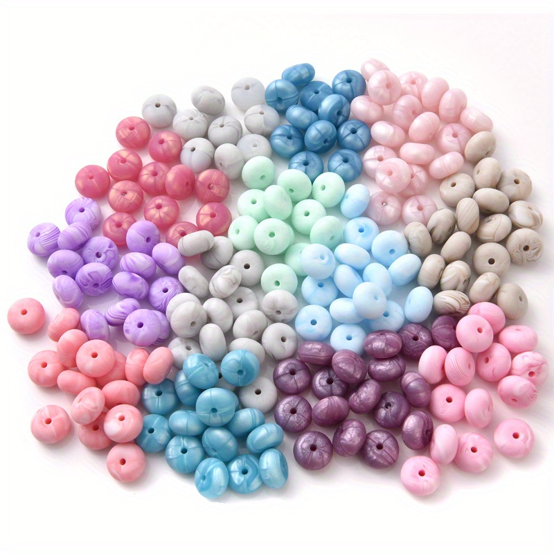 

14mm Mix 13 Colors Silicone Beads Pearl Abacus Beads, Colorful Lentil Bead Cute Spacer Beads Diy Lanyard Bead For Pen Bracelet Keychain Diy Crafts