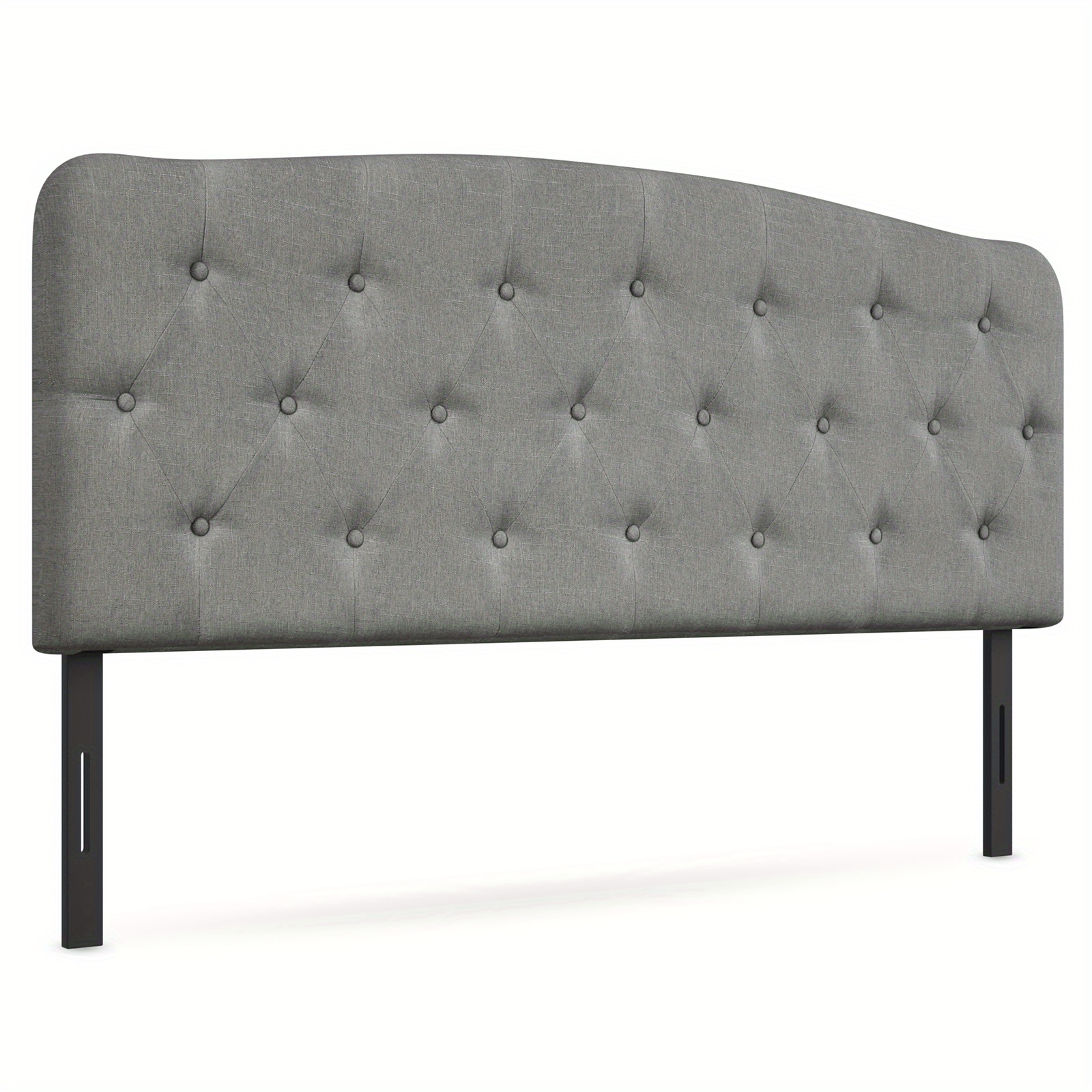 

Lifezeal Full Size Upholstered Headboard Only Adjust Button Tufted Faux Linen Light Grey