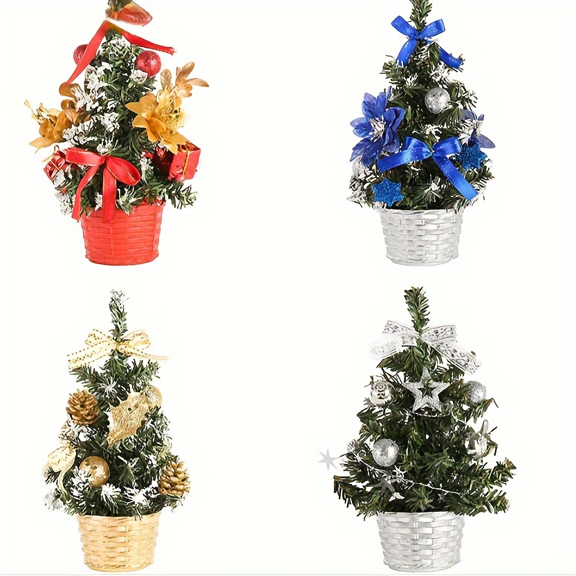 

Artificial Mini Christmas Tree Desk Top Ornament Decoration - 20cm Festive Tabletop Xmas Tree With Pine Cones And Bows - Plastic, No Electricity Required, Office Home Holiday Accessories
