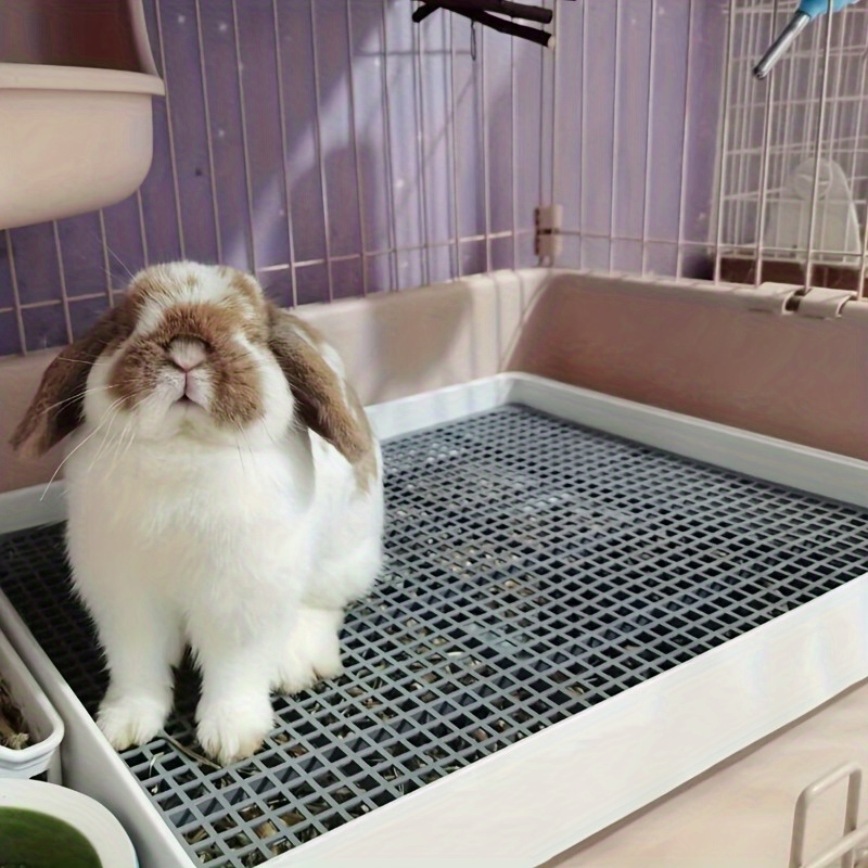 

Bac à litière pour lapin - Résistant aux odeurs, respirant, facile à nettoyer, solide et durable, avec un design de bac sans soudure - Accessoire de cage parfait pour les lapins et petits animaux