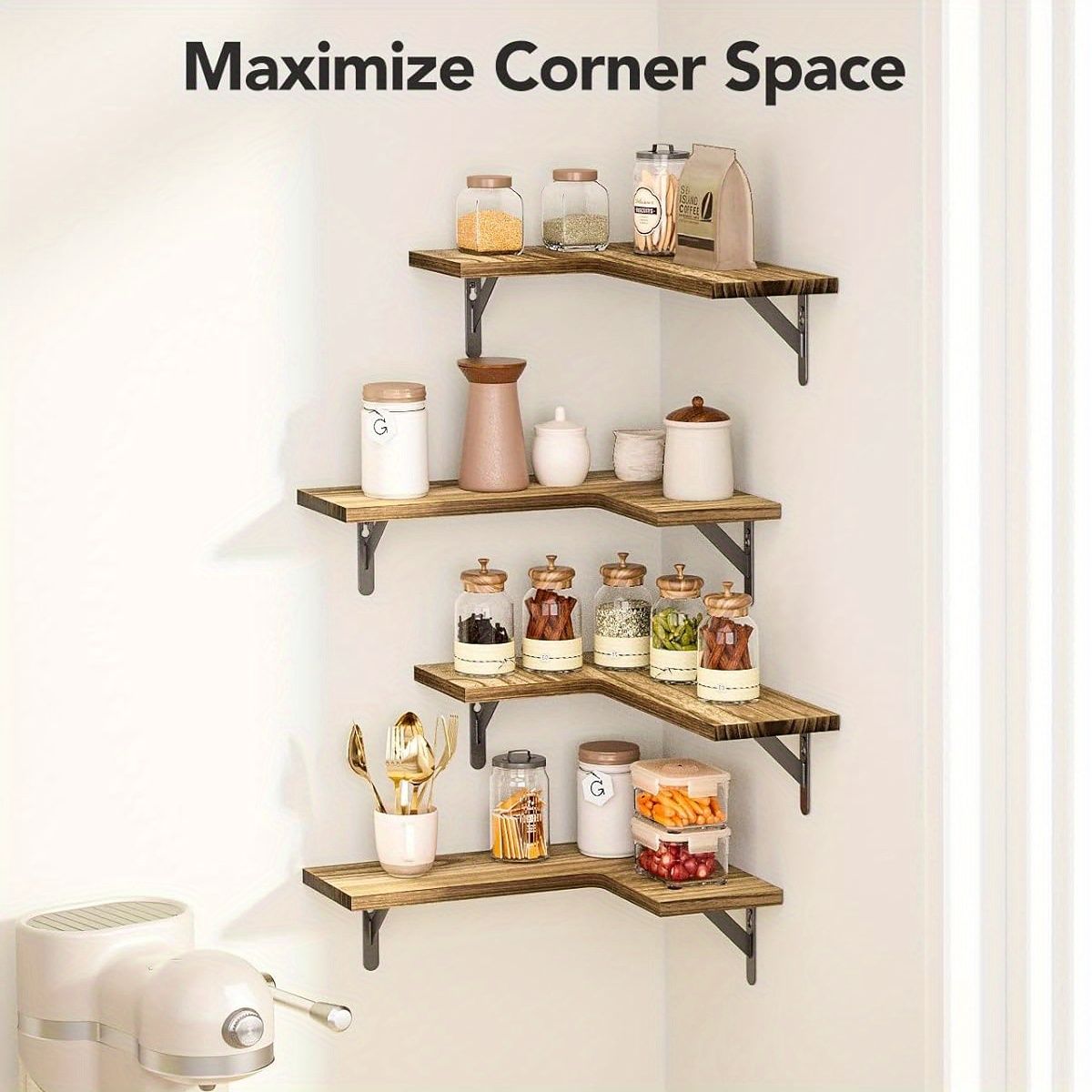 Floating Corner Shelves for Wall Décor Storage, Wall Shelves Set of hot 4