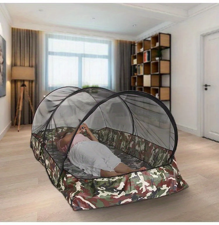 easy setup camo single mosquito net for camping fully enclosed portable durable nylon mesh with zipper closure details 1