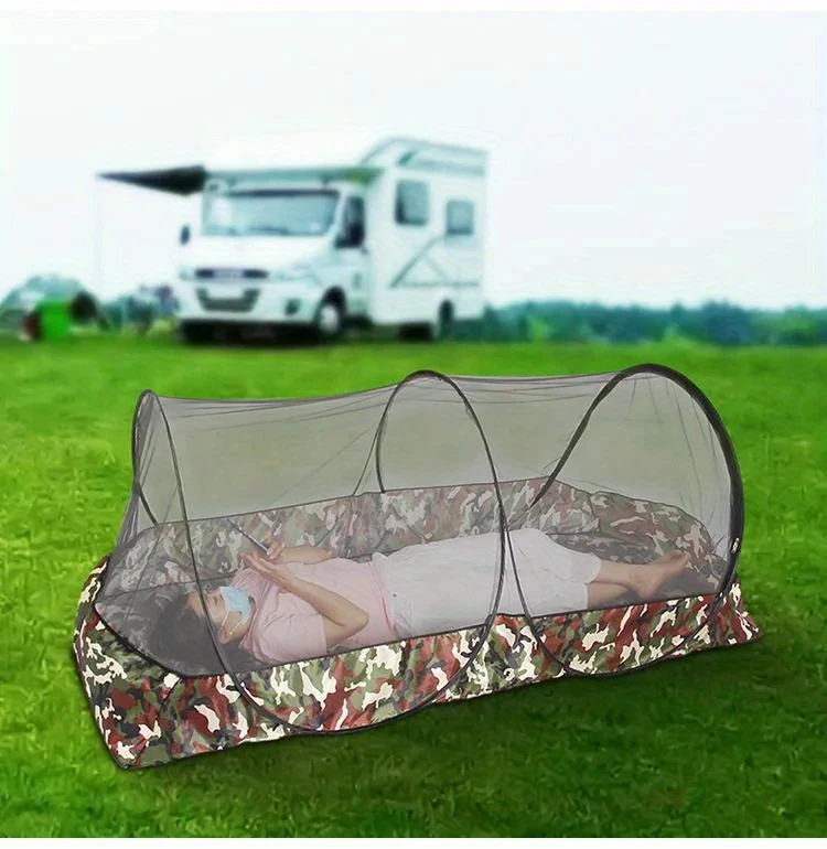 easy setup camo single mosquito net for camping fully enclosed portable durable nylon mesh with zipper closure details 2