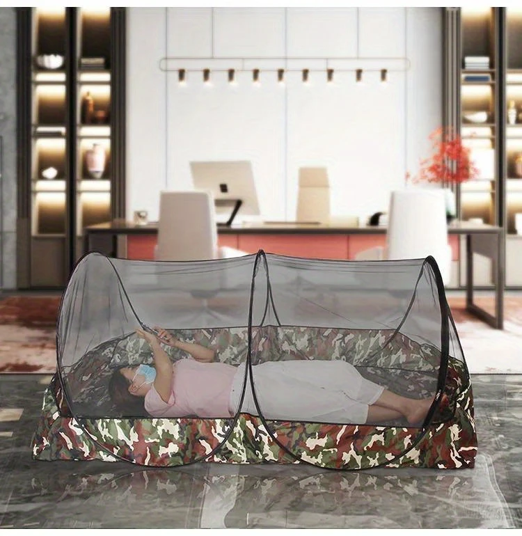 easy setup camo single mosquito net for camping fully enclosed portable durable nylon mesh with zipper closure details 4