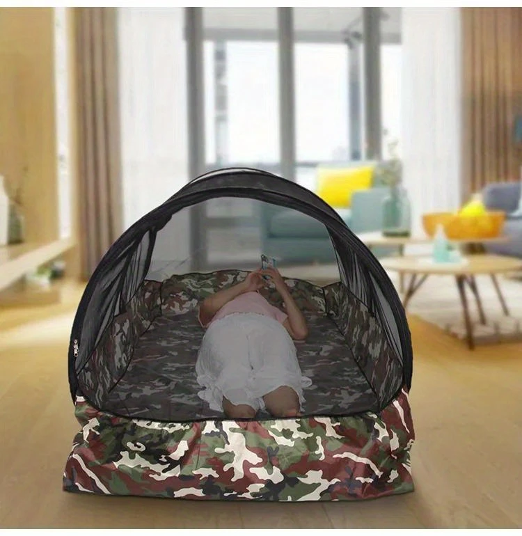 easy setup camo single mosquito net for camping fully enclosed portable durable nylon mesh with zipper closure details 6