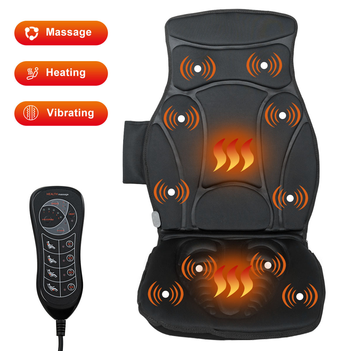 vibration massage seat cushion car w/ 10 vibration motors seat back massager - automotive
