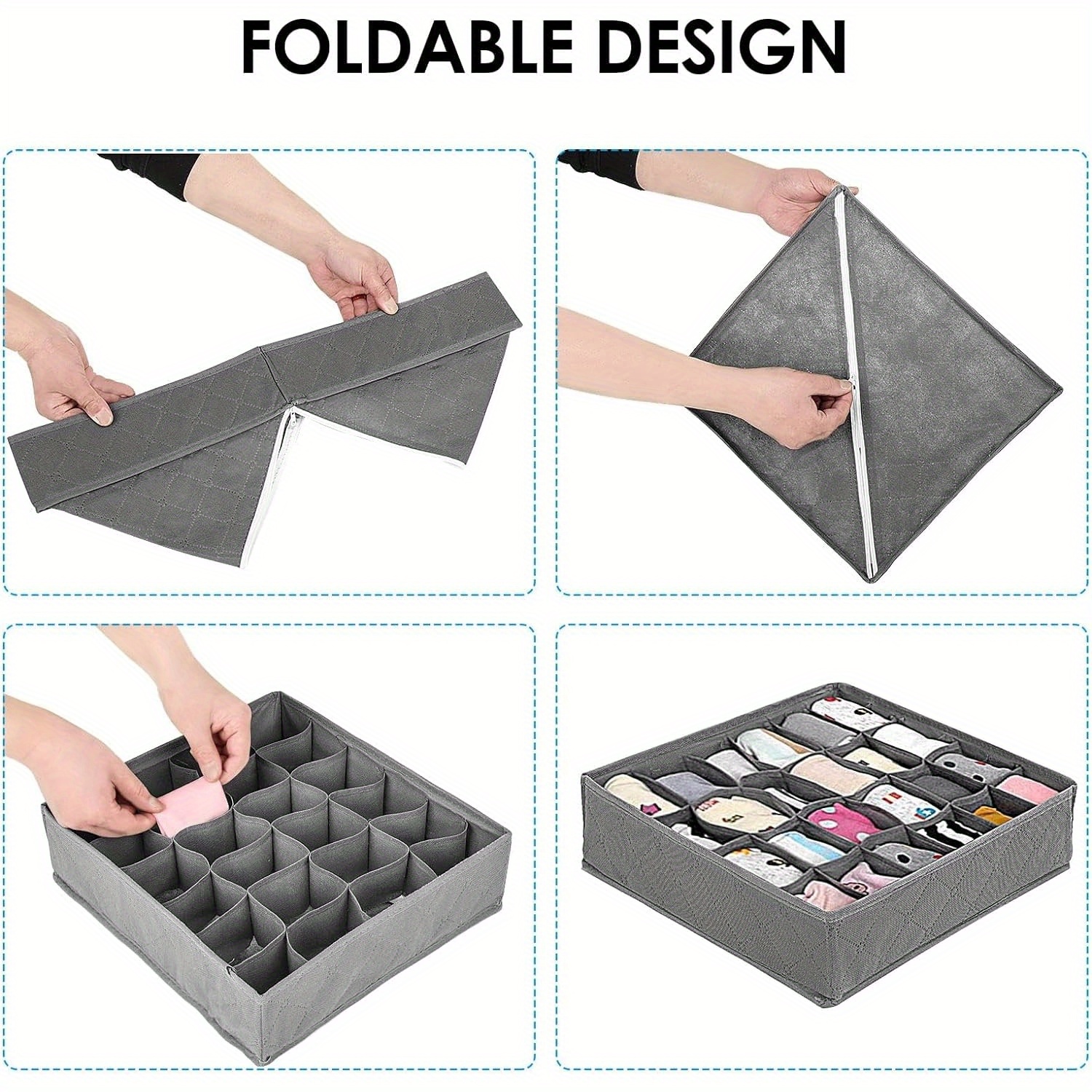 Holdfiturn 6PCS Drawer Organiser Underwear Storage Box